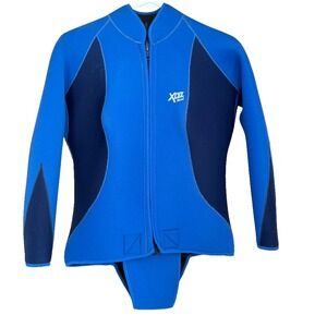 XCEL Hawaii Blue Wetsuit Top Beavertail Zip Front Womens M Surfing Scuba Diving